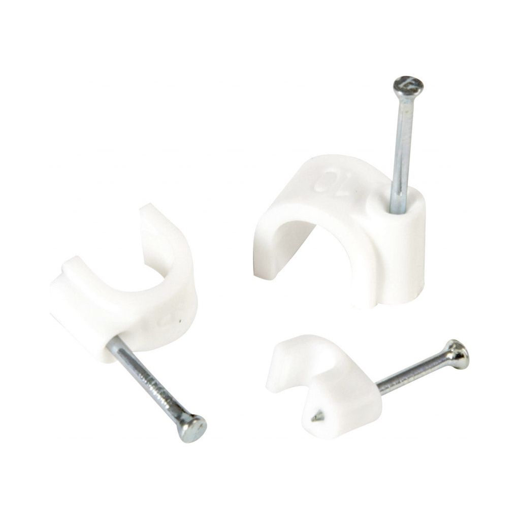 Securlec Cable Clips Round Pack 10 9mm - White