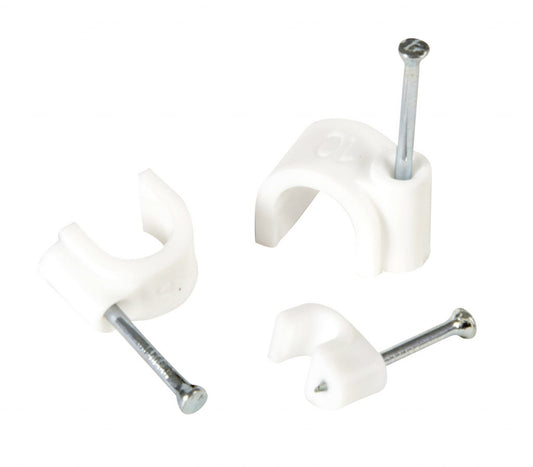 Securlec Cable Clips Round Pack 10 9mm - White