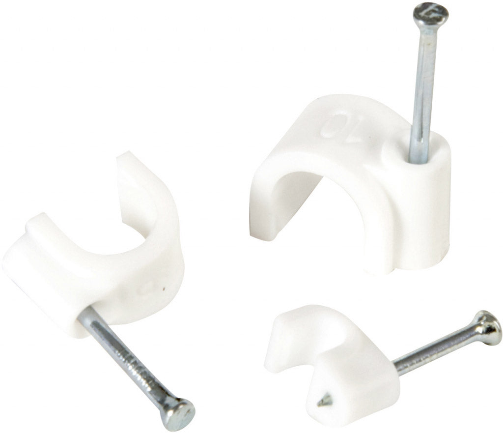 SupaLec White Cable Clips - Round