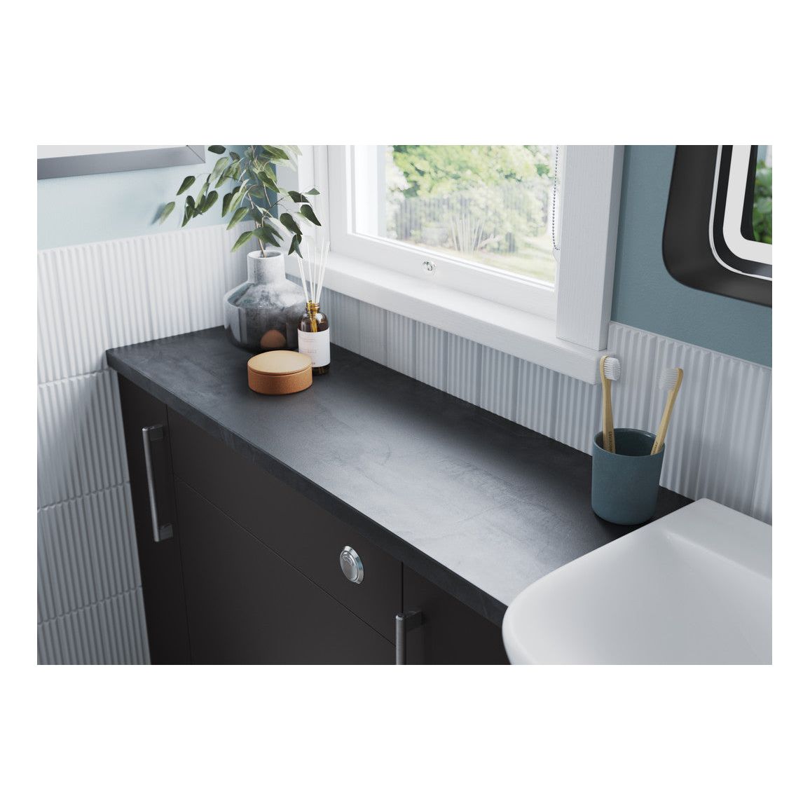 Cedar 600mm Slim Basin Unit - Matt Graphite Grey