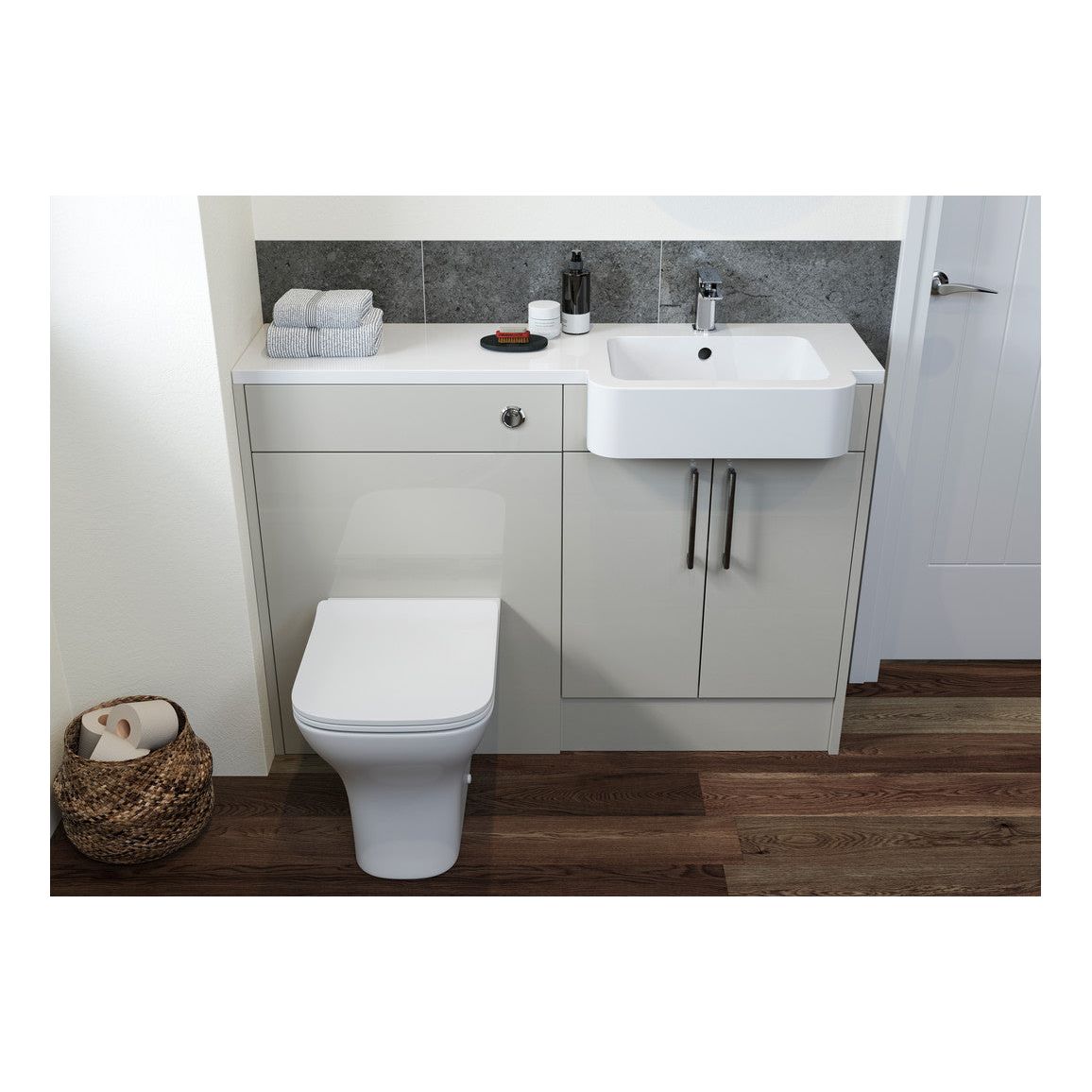 Mueble de lavabo Cedar de 600 mm - Gris claro brillante