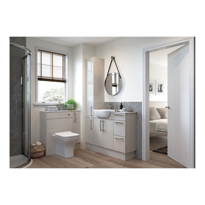 Cedar 1542mm Basin, WC & 1 Door Unit Pack (RH) - Light Grey Gloss