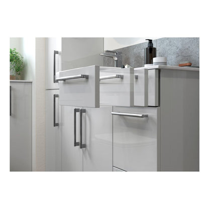 Pack Lavabo, WC et 3 tiroirs en cèdre 1542 mm (RH) - Blanc brillant