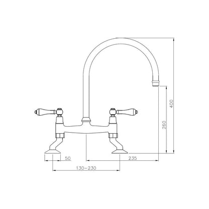 Abode Ludlow Bridge Mixer Tap - Chrome