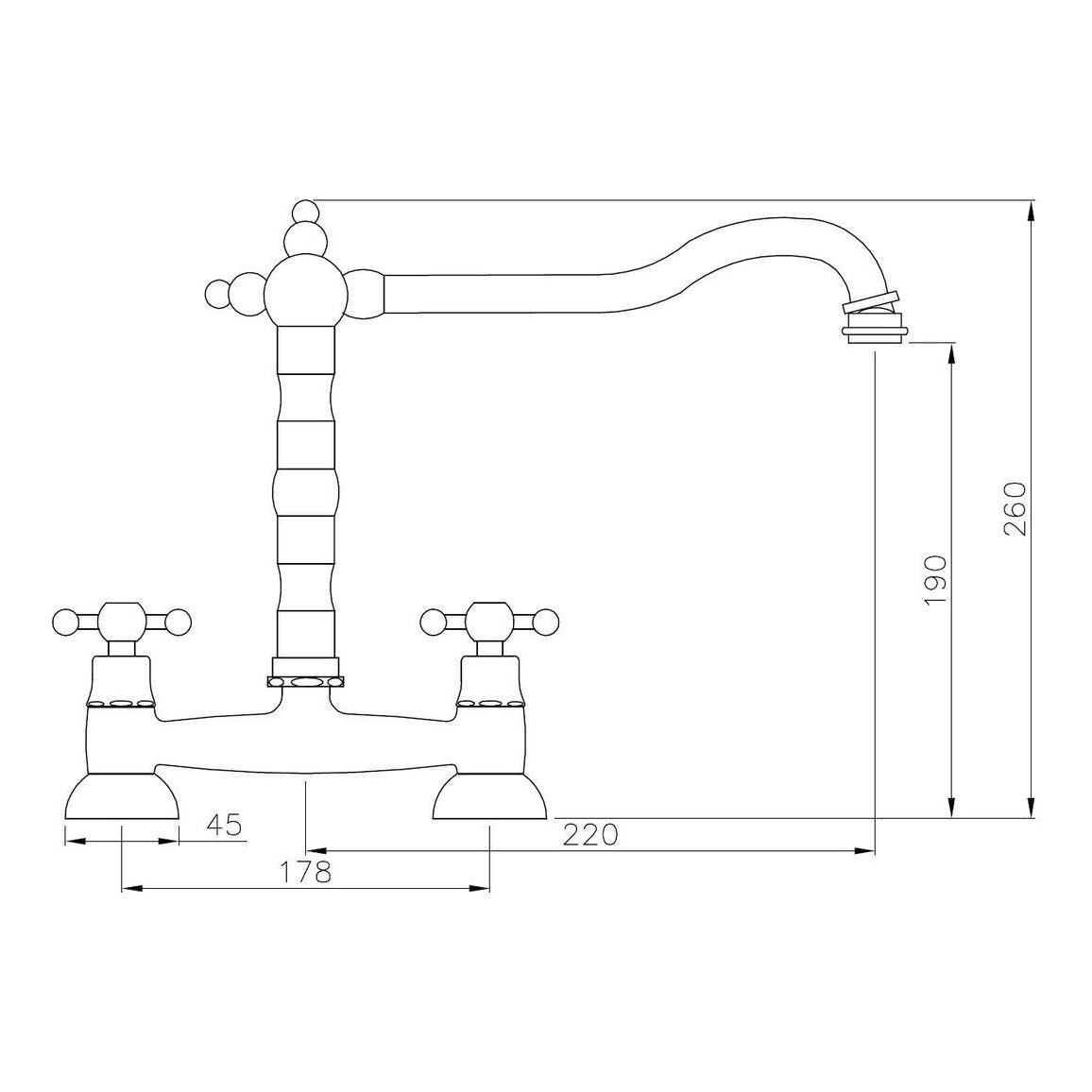 Abode Melford Bridge Mixer Tap - Chrome