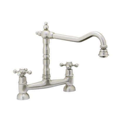 Abode Melford Bridge Mixer Tap - Brushed Nickel