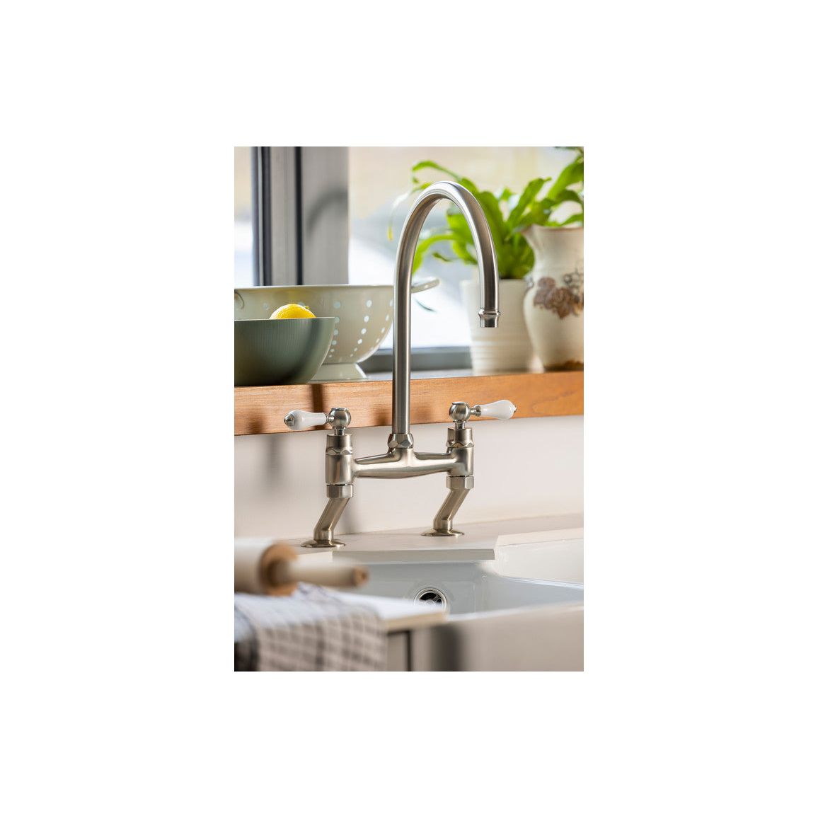 Abode Ludlow Bridge Mixer Tap - Brushed Nickel