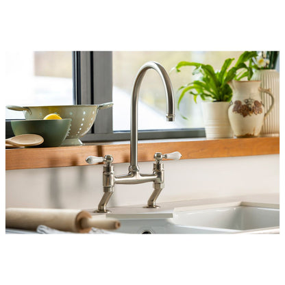 Abode Ludlow Bridge Mixer Tap - Brushed Nickel