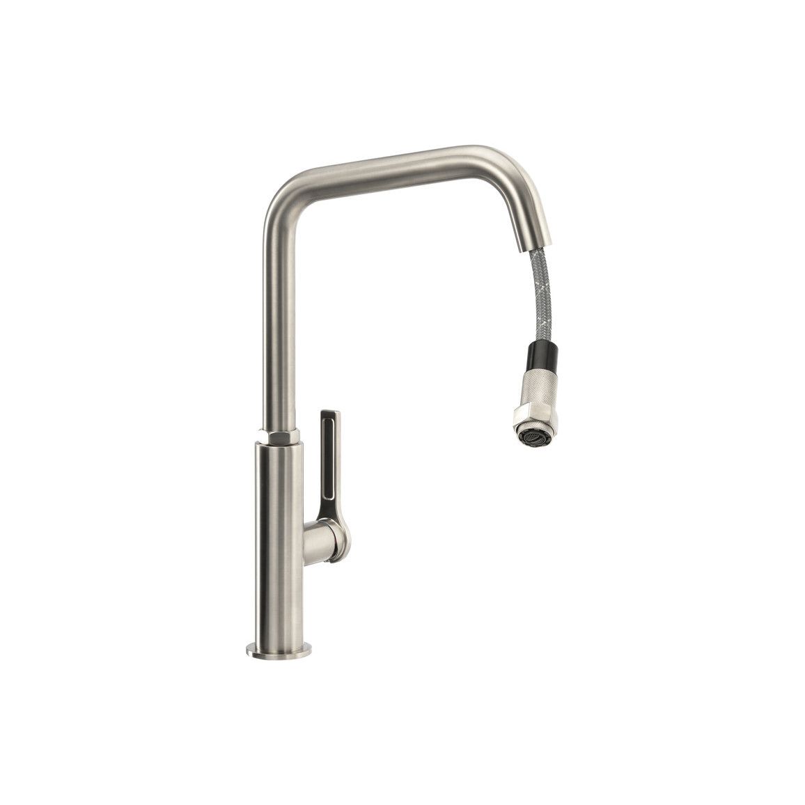 Abode Hex Single Lever Mixer Tap w/Pull Out - Brushed Nickel