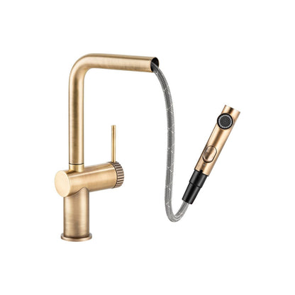 Abode Fraction Pull-Out Mixer Tap - Antique Brass