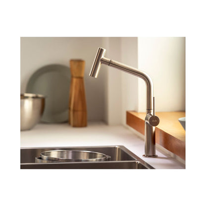 Abode Tubist T Single Lever Mixer Tap w/Pull Out - Brushed Nickel