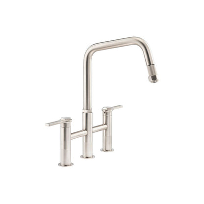 Abode Hex Bridge Dual Lever Mixer Tap w/Pull Out - Brushed Nickel