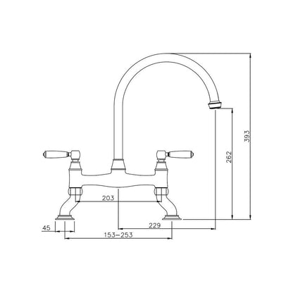 Abode Astbury Bridge Mixer Tap - Pewter