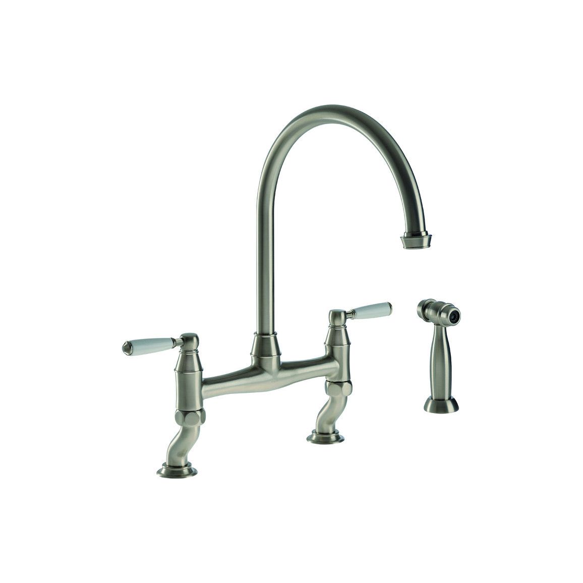 Abode Astbury Bridge Mixer Tap w/Handspray - Pewter