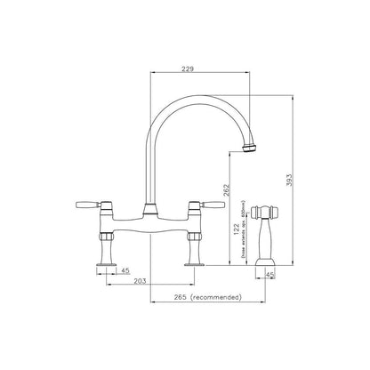 Abode Brompton Bridge Mitigeur avec douchette - Chrome