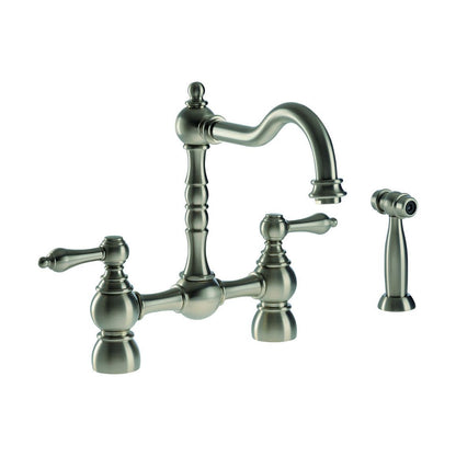 Abode Bayenne Bridge Mixer Tap w/Handspray - Pewter