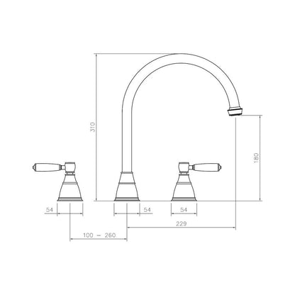 Abode Astbury 3 Part Mixer Tap - Chrome