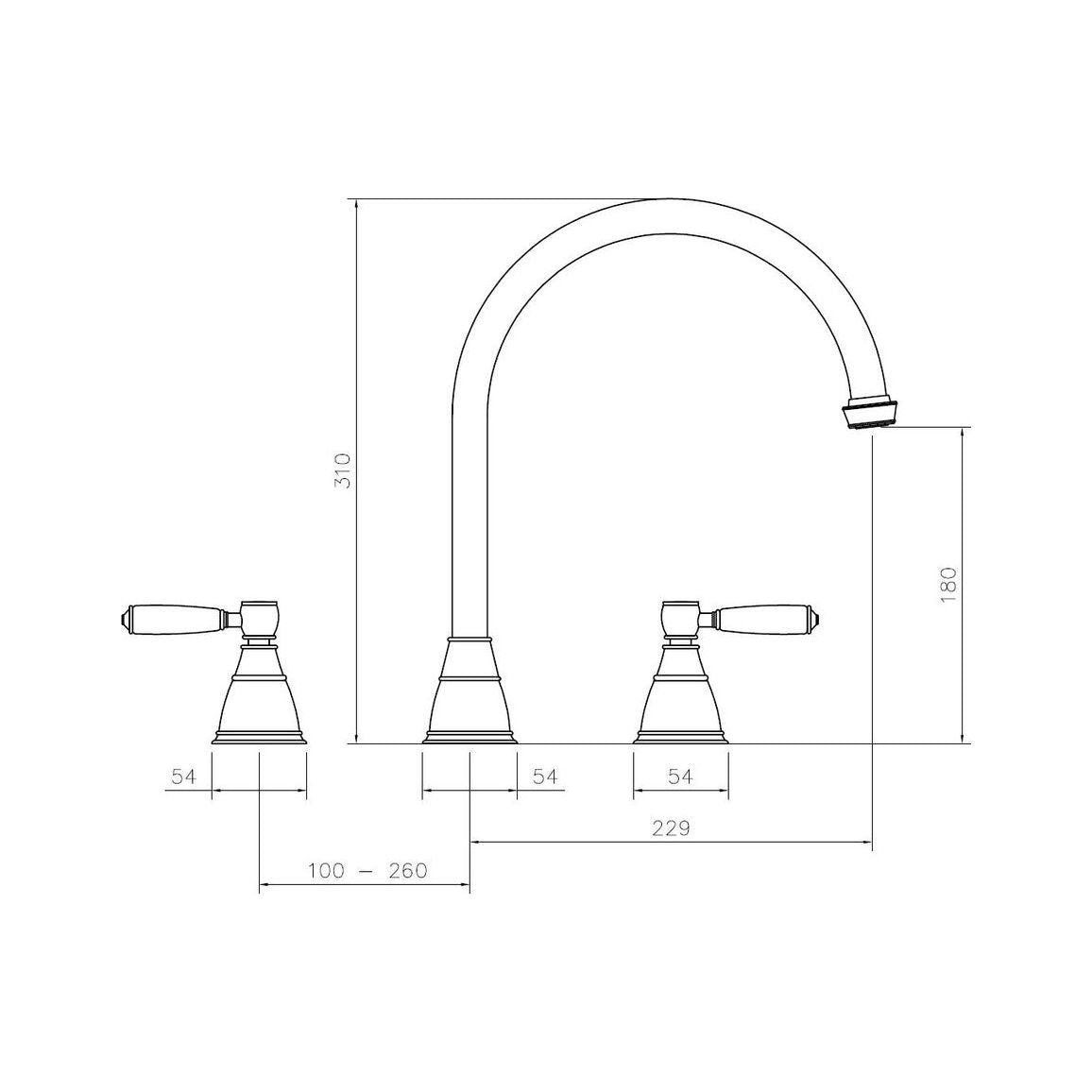 Abode Astbury 3 Part Mixer Tap - Pewter