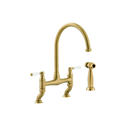 Abode Astbury Bridge Mixer Tap w/Handspray - Forged Brass