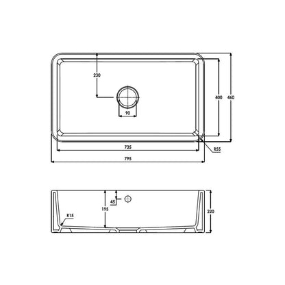 Abode Provincial Large 1B Undermount Sink - White