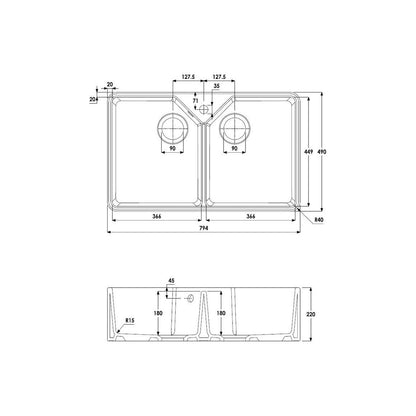 Abode Provincial Large 2B Undermount Sink - White