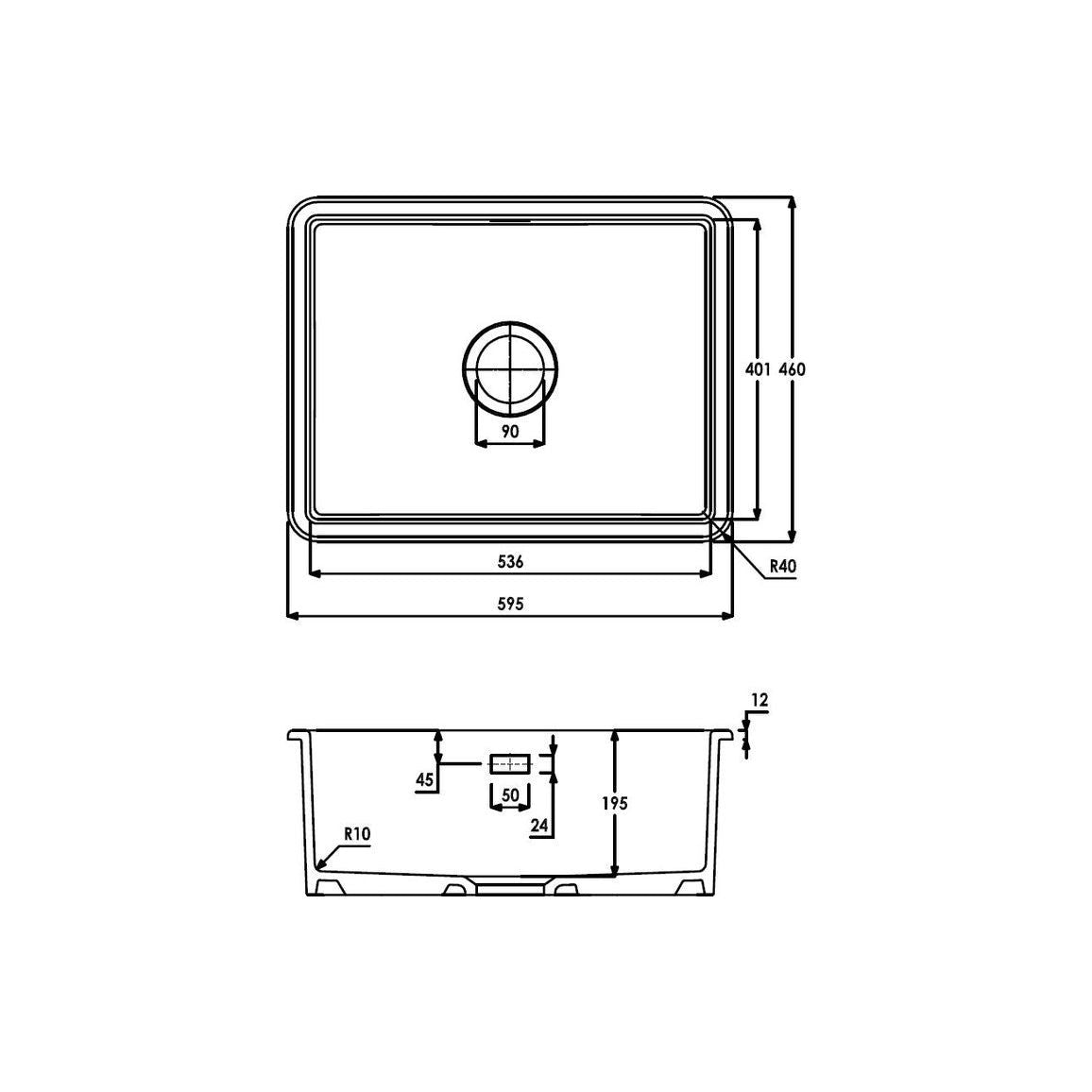 Abode Sandon Large 1B Ceramic Undermount/Inset Sink - White