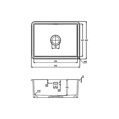 Abode Sandon Large 1B Ceramic Undermount/Inset Sink - White