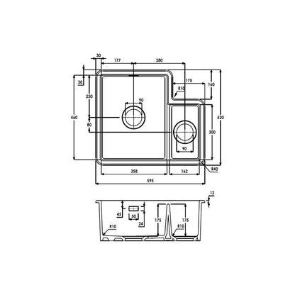 Abode Sandon 1.5B LH Ceramic Undermount/Inset Sink - White