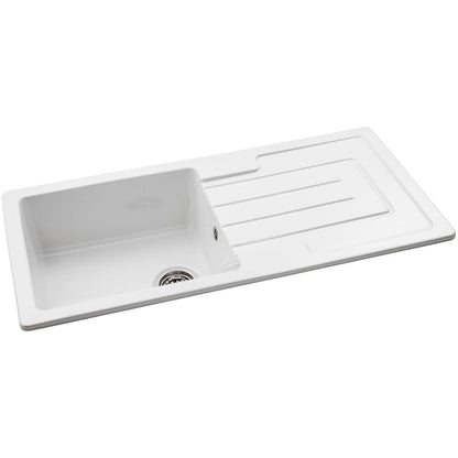 Abode Acton 1B & Drainer Ceramic Inset Sink - White