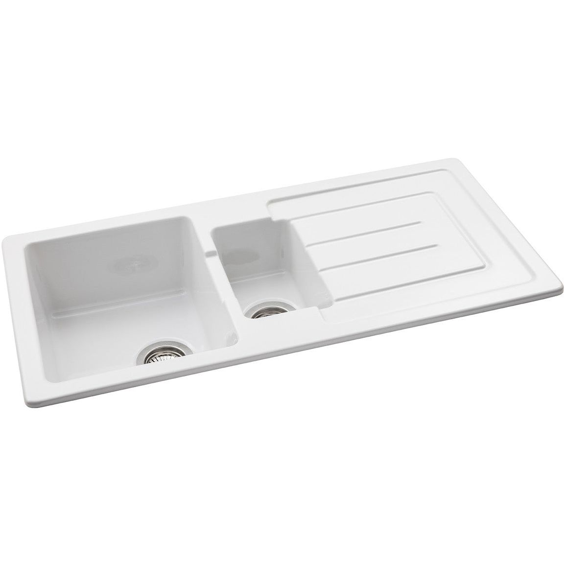 Abode Acton 1.5B & Drainer Ceramic Inset Sink - White
