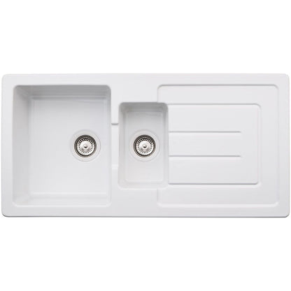 Abode Acton 1.5B & Drainer Ceramic Inset Sink - White