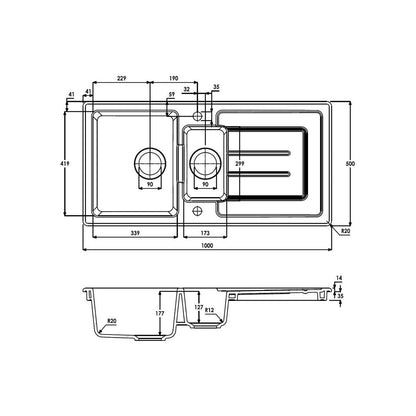 Abode Acton 1.5B & Drainer Ceramic Inset Sink - White