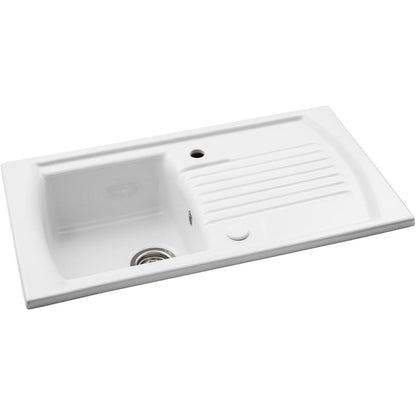 Abode Milford 1B & Drainer Ceramic Inset Sink - White