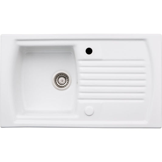 Abode Milford 1B & Drainer Ceramic Inset Sink - White