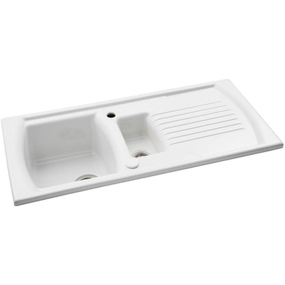 Abode Milford 1.5B & Drainer Ceramic Inset Sink - White