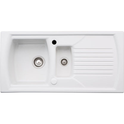 Abode Milford 1.5B & Drainer Ceramic Inset Sink - White