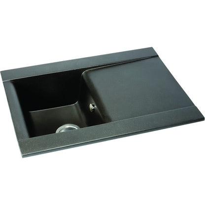 Abode Aspekt 1B & Drainer Granite Inset Sink - Black Metallic