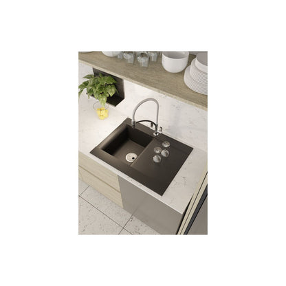 Abode Aspekt 1B & Drainer Granite Inset Sink - Black Metallic