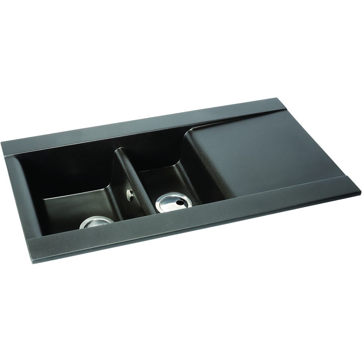 Abode Aspekt 1.5B & Drainer Granite Inset Sink - Black Metallic