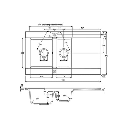 Abode Aspekt 1.5B & Drainer Granite Inset Sink - White