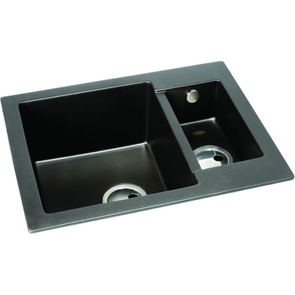 Abode Zero 1.5B Granite Inset Sink - Black Metallic