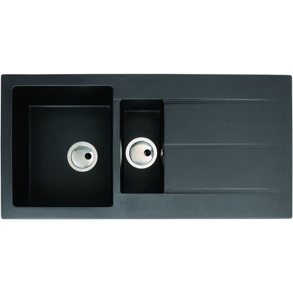 Abode Zero 1.5B & Drainer Granite Inset Sink - Black Metallic