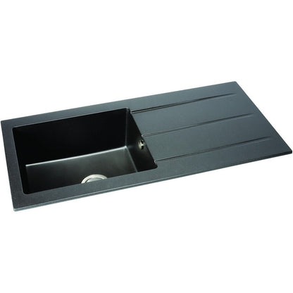 Abode Zero 1B & Drainer Granite Inset Sink - Black Metallic