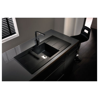 Abode Zero 1B & Double Drainer Granite Inset Sink - Black Metallic