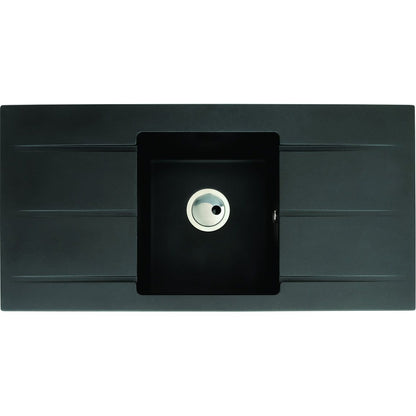 Abode Zero 1B & Double Drainer Granite Inset Sink - Black Metallic