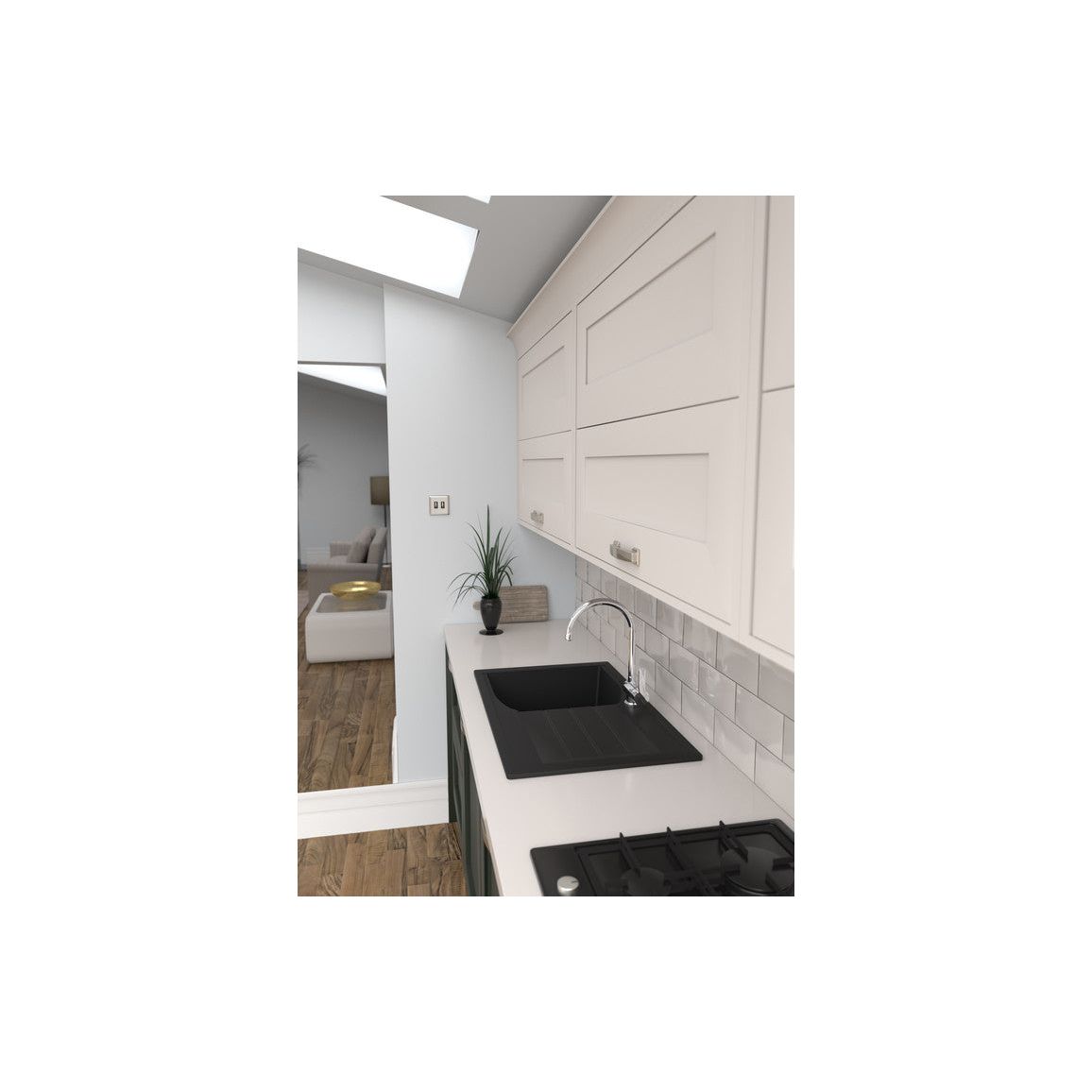 Abode Oriel 1B & Drainer Granite Inset Sink - Frost White