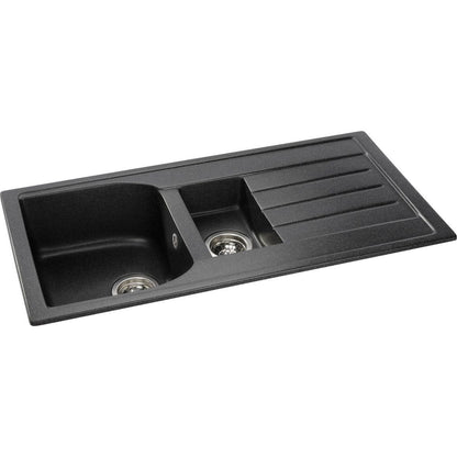 Abode Oriel 1.5B & Drainer Granite Inset Sink - Black