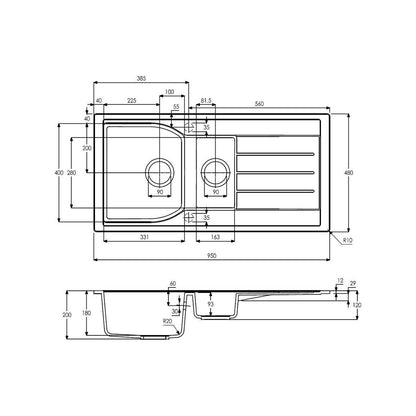 Abode Oriel 1.5B Inset Black Granite Sink & Specto Tap Pack