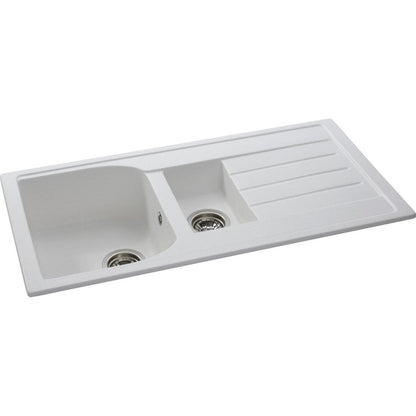 Abode Oriel 1.5B & Drainer Granite Inset Sink - Frost White