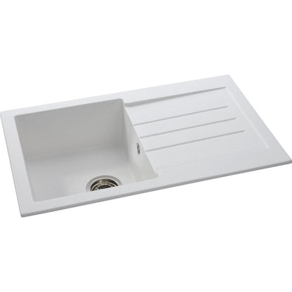 Abode Xcite 1B & Drainer Granite Inset Sink - Frost White